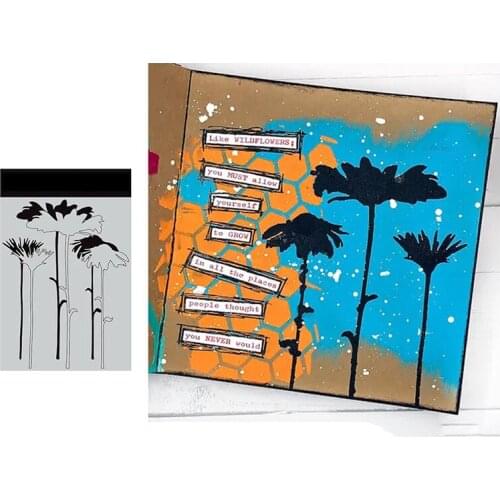 Small Stencil Tall Flowers 2021 New DIY Metal Cutting Stencil Diary Scrapbooking Easter Craft Engraving Making Stencil