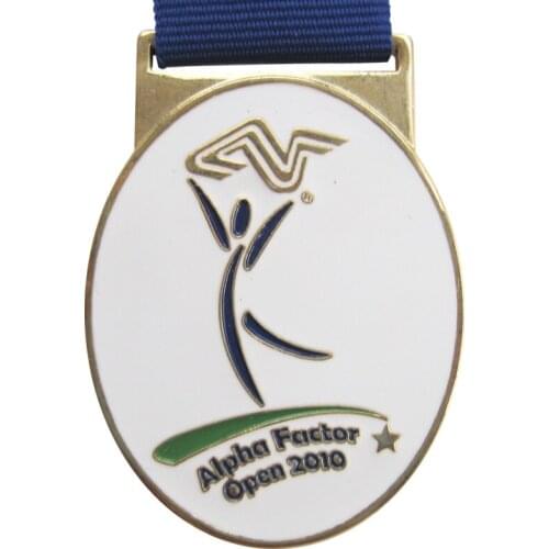 Custom Gold Finish Medallion Medal with Shape Ribbon No MOQ k20086