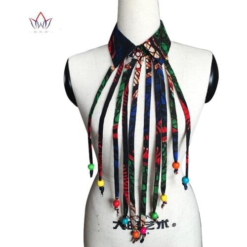 Fashion Customized Print False Collar Vintage Detachable Collars African Clothes for Women Tie with Beads Accessories WYA065