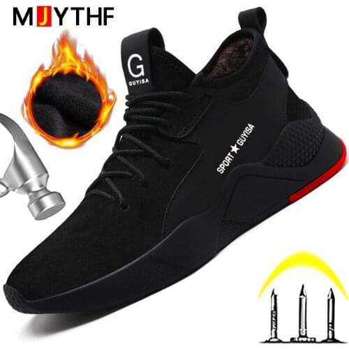 Winter Boots Men Work Safety Boots Puncture-Proof work Sneakers Male Anti-smash Work Boots Steel Toe Shoes Men Boots Size 49 50