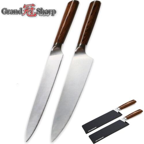 2 Pcs Kitchen Knife Set Chef Carving Kitchen Knives German Steel 1.4116 Salmon Fish Meat Vegetables Stainless Steel Cooking Tool