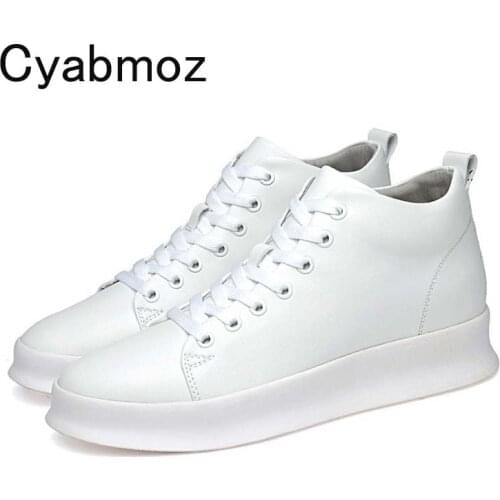 2018 New Arrival British Fashion Men Shoes Comfort Breathable Genuine Leather Casual Hidden Heel Shoes Lace-Up Height Increasing