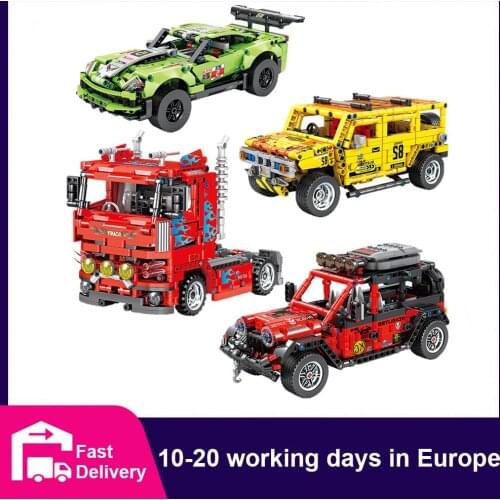2021 New Super Sport Car Truck Off-Road Model Bricks Mechanical Pull Back Vehicle Building Blocks Toys for Kids Gifts