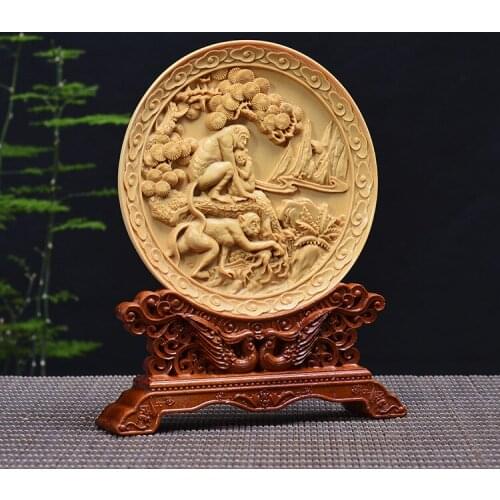 Wood carving Monkey, wood crafts gift Home desktop decoration office ornaments (A1032)
