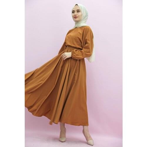 Full Closed Muslim Women Hijab Beli Wheel Circular Hijab Dress Mustard