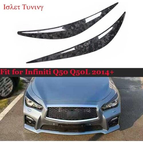 Q50 Dry Carbon Headlight Eyebrows for Infiniti Q50 Q50L Carbon Fiber Eyelids Sticker Trims 2014 2015 2016 2017 2018 2019