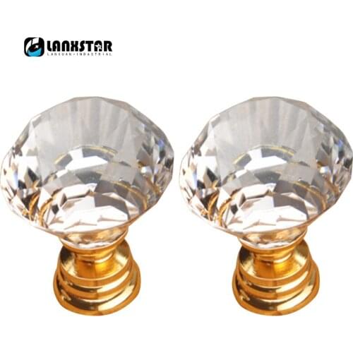 Rural Style Diameter 30mm 1.18 inch Crystal Diamond Furniture Knobs Wood Bed Furnitures Door Handle
