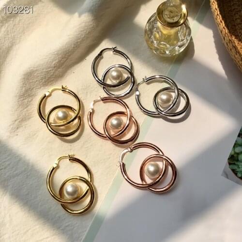 YPAY8 Luxury brand jewelry half cylinder earrings for women stones round letter stud earring rose gold wedding three color
