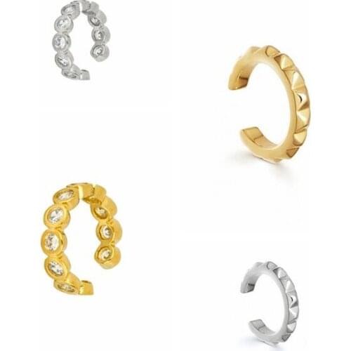 1PC 925 Sterling Silver Ear Cuff Crystal Non Pierced Earring Clip On Earrings For Women Girls fashion Punk Ear Cuff Fine Jewelry