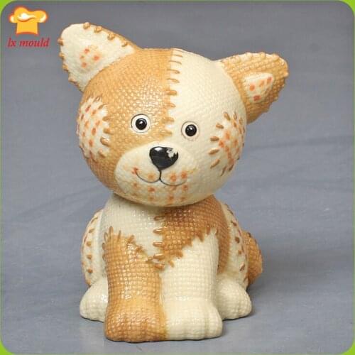 Fabric Cartoon Animal 3D Puppy Silicone Moulds DIY Handmade Soap Candle Molds Baking Chocolate Mould