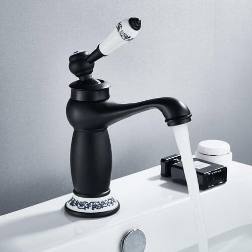Bathroom Faucet Antique Basin Faucets Single Handle Cold and Hot Water Mixer Tap Kitchen Faucet Basin Sink Solid Brass Faucets