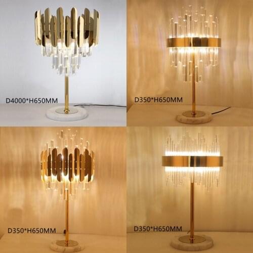 Modern light luxury golden bedside LED table lamp light luxury crystal living room bar exhibition hall decoration table lamp