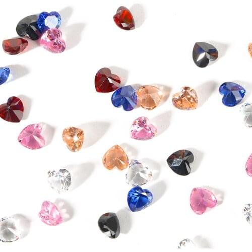 10pcs/lot 8mm Heart artificial Zircon color Crystal Rhinestones Diamond Glitter Decorations For DIY Handmade Crafts Accessories