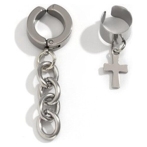 POTCET Unisex Stainless Steel Cross Titanium Steel Earring Pendant Geometric Fashion Retro Hip Hop Personality Party Jewelry