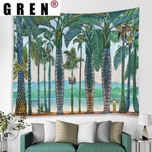 GREN Tapestry Coconut Wall Rugs Wall Hanging Covering Fabric Mural Background Cloth Towel Beach Fabric Blanket Living Home Decor