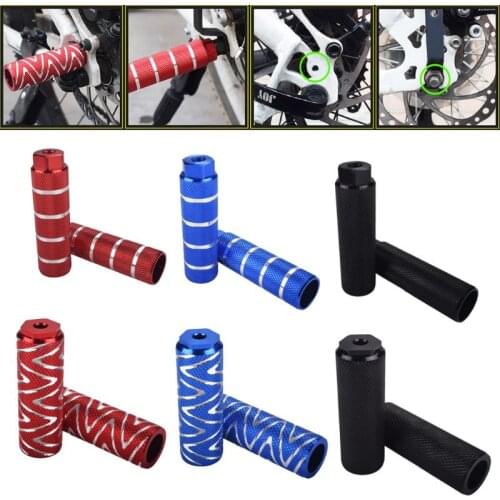 1 pair Mountain Bike Bicycle Axle Pedal Alloy Foot Stunt Pegs Cylinder Black MTB Bike Pedal Anti-Slip Front Rear Axle Foot Pick