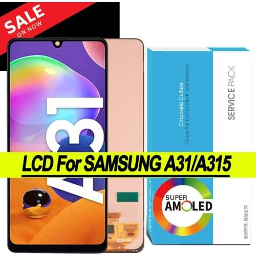 100% Original 6.4'' Super AMOLED Display for Samsung A31 A315 Full LCD Touch Screen Digitizer Assembly Repair Parts