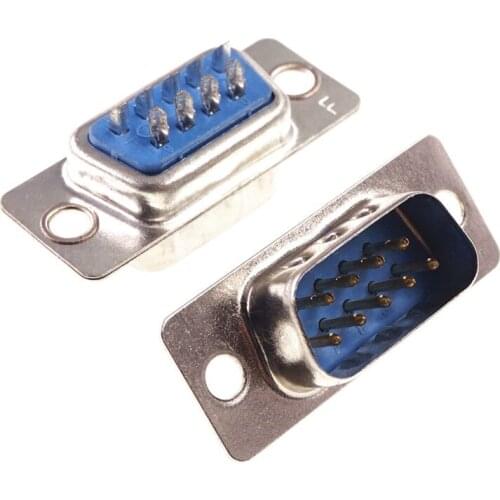 100Pcs D-SUB 9 Position Connector DB9 Plug Male Pins Solder Wire Type Adapter Series Port 9 Pin Tin Plate Solder Cup