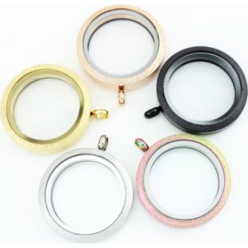 2017 Newest Waterproof 25mm Rainbow Sparkle Screw 316L Stainless Steel Floating Glass Memory Locket Pendants