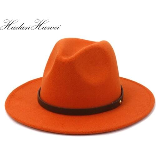 2020 New Fashion Fall Winter British Classic Woolen Felt Jazz Panama Fedora Hat Ladies Gentlemen Church Top Hats Caps L XL