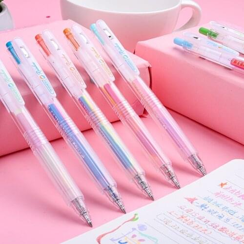 5pcs Colored Gradient Gel Pens Set Quick Dry Rollerball Pen 0.5mm Fluorescent Marker Drawing Office School Supplies Stationery