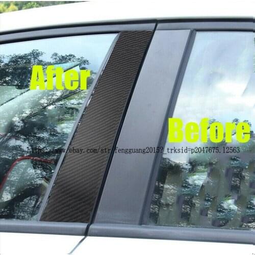 6pcs carbon fiber Window Pillar Posts Set Cover Door Trim For 2006-2011 4Door Honda Civic