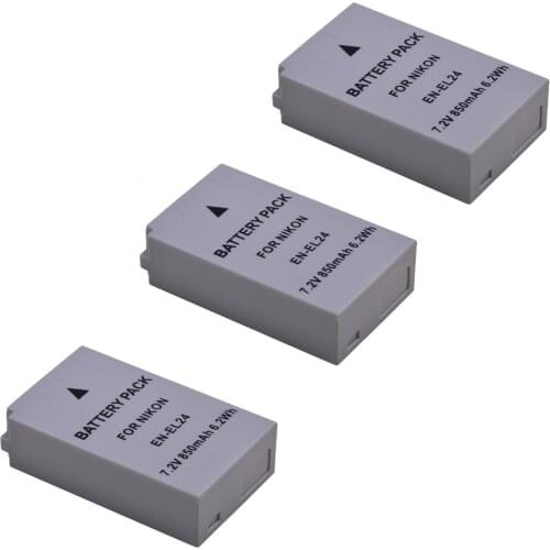 3pcs 850mAh EN-EL24 EN EL24 ENEL24 Rechargeable Camera Battery for Nikon 1 J5 1J5 DL18-50 DL24-85 Digital Cameras