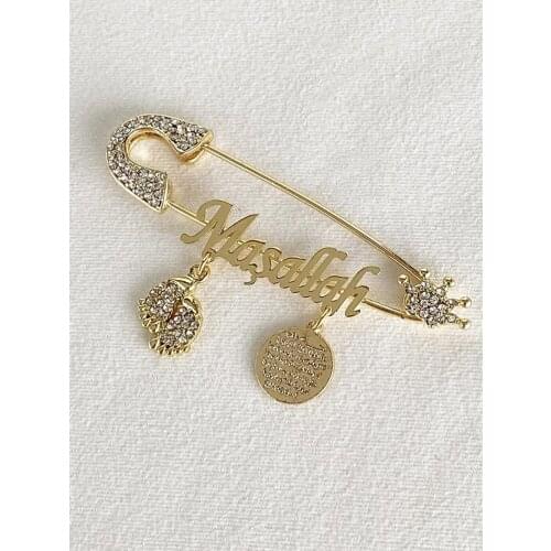 Accessory Womens Brooch Elegant Collar Pin with Crystal Stone