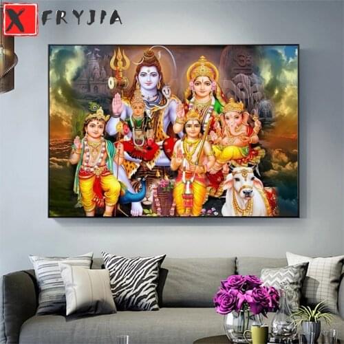 Diamond Embroidery Indian God Shiva Statue Religious Art Diamond Painting Full Square round drill Mosaic Cross Stitch Wall Art