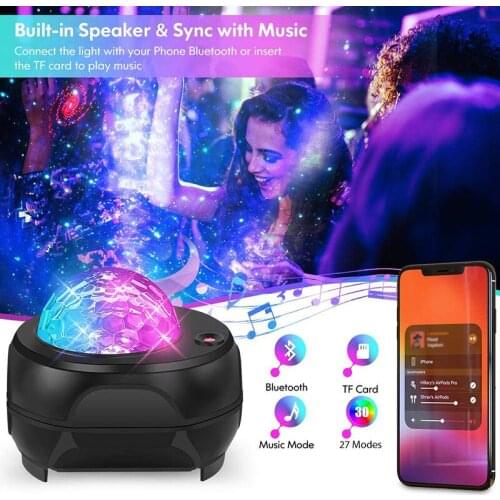 Bluetooth Colorful Star Moon Galaxy Projector Remote Control Music Lamp LED Starry Sky Projector Lamp Night Light Bedroom Decor