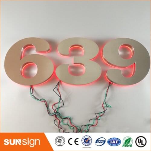 H 40cm Custom brushed stainless steel letters LED backlit led numbers 3d