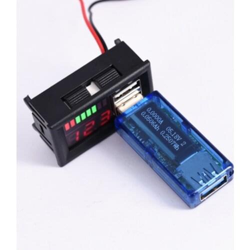 DC 12V Cars Motorcycles Vehicles USB 5V2A Output Red LED Digital Display Voltmeter Mini Voltage Meter Battery Tester Panel