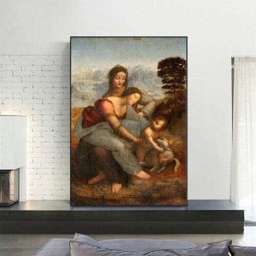 The Virgin and Child with Saint Anne Famous Art Canvas Paintings Reproductions Leonardo da Vinci Wall Art Canvas Prints Decor