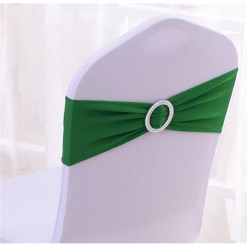 MARIOUS 100pcs Stretch Chair Cover Bands With Ring Buckle Replace Chair Sash Bow Wedding Party Decor FREE SHIPPING