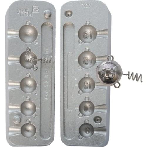 Mould fishing lead Gr. 8-10-12-15-18 free gift 10 hooks Mini and 5 spirals