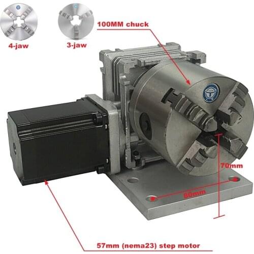 A Axis Rotary Axis tailstock 4th Axis with 80mm 4-Jaw Chuck for wood/metal CNC Router milling machine CNC3040 6040 6090