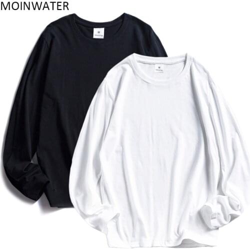 MOINWATER Women T shirts Wholesale 2 Pieces Solid 100% Cotton Long Sleeve T-shirts Lady Casual Tees&Tops