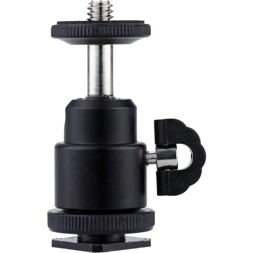 Andoer Camera Photography Mini Ball Head 1/4" Mount Aluminium Alloy with Flash Shoe for DSLR SLR DC Camera Mini DV Monitor etc