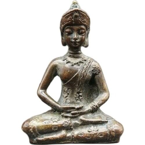 Collection of antique brass sitting meditation Buddha statue of Sakyamuni family collection No. 2