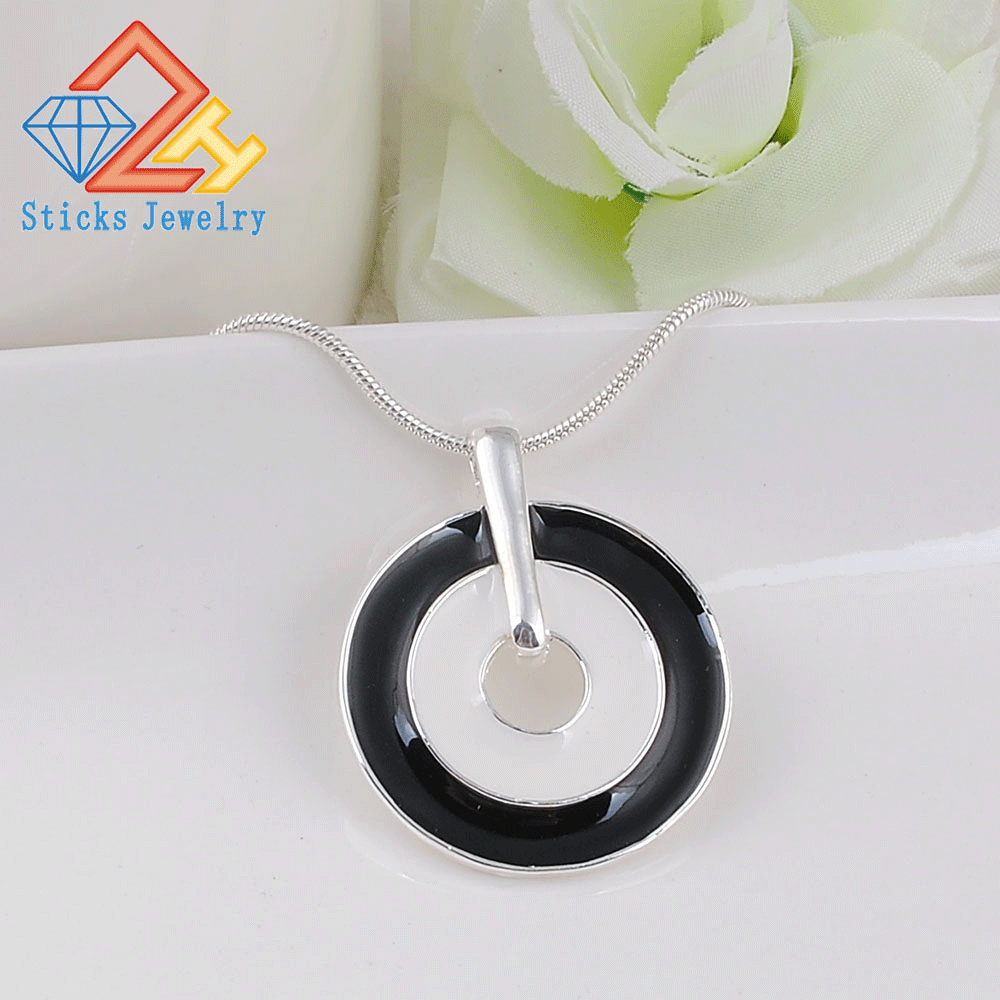 Environmental Protection Zinc Alloy Material Round Pendant Necklace Alloy Enamel Free Shipping