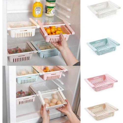 Adjustable Stretchable Refrigerator Organizer Drawer Basket Refrigerator Pull-out Drawers Fresh Spacer Layer Storage Rack