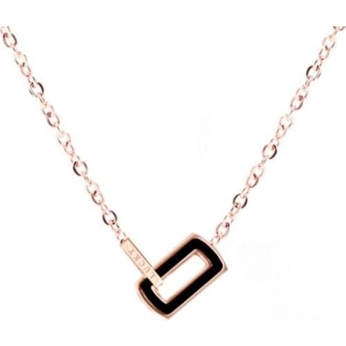 2021 Hot Fine jewelry Crystal from Swarovskis Trend new personality titanium steel new double buckle necklace female