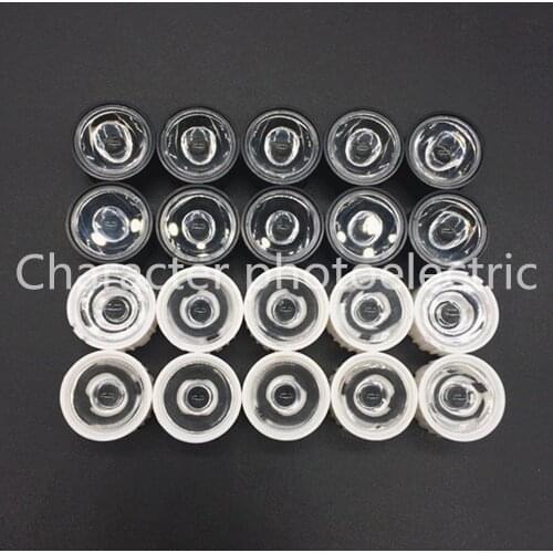 10pcs/lot Led Lens 5 10 30 45 60 90 120 Degree for diy 1w 3w 5W Aquarium grow led light,Black White Holder Plano Lens Reflectors