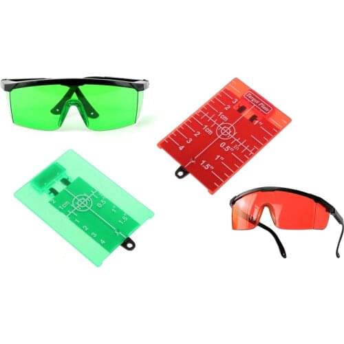 Magnetic Target Card Plate Level Tool Rotary Cross Line Horizontal Vertical with Protection Goggle Glasses Set