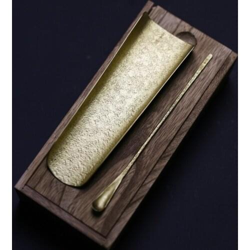 Handmade Copper Tea Shovel Teascoop For Home Hotel Teaparty Kungfu Tea Set Gift For Parents Teachers With Wooden Box