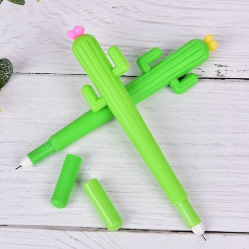 Cute Green Cactus With Flower Gel Ink Penel Pen ink Refills Rods Gelpen For School Office Exam Supplies Stationery