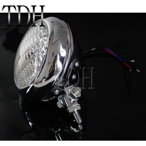 Motorcycle Chrome Headlight Front Headlamp H4 4.5" For Harley Sportster Road King Cafe Racer Bobber Chopper TRI XS650 Custom