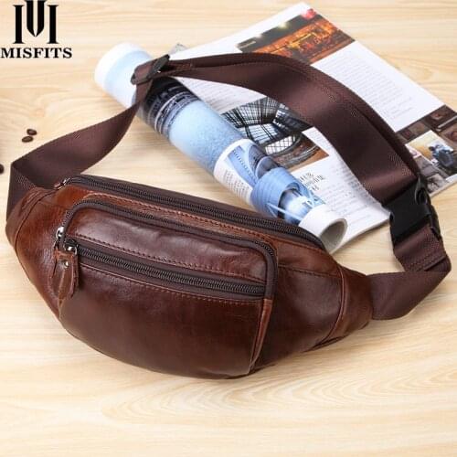 Cross border mens waist bag Retro Leather top layer leather waist bag for men
