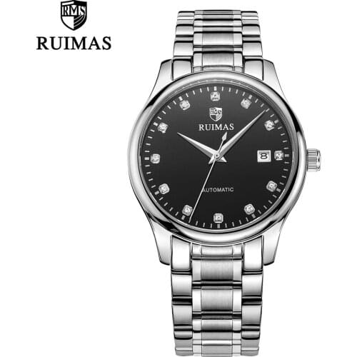 RUIMAS Men Mechanical Watch Automatic Fashion Luxury Stainless Steel Male Clock Relogio Masculino Wrist Watch Men