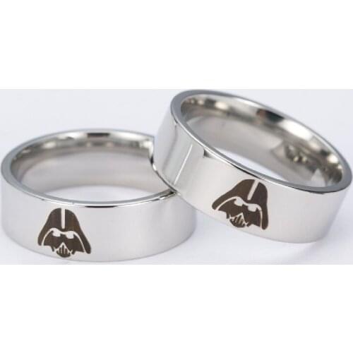 Mens Black Samurai Warrior Titanium Steel Ring